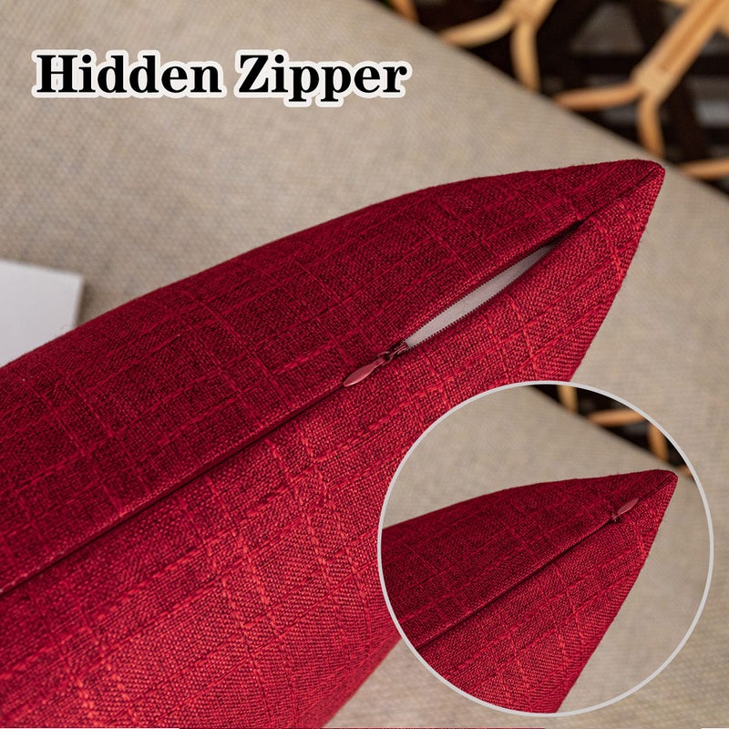 K KEVIN TEXTILE Kevin Textile Valentines Outdoor Waterproof Throw Pillow Covers Pack of 2 Decorative Square Outdoor Checkered Pillows Cushion Case Patio Pillows for Couch 12x20 inches 30x50 cm Red - Image 3